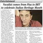 Vocalist Emiliano Loconsolo comes from Pisa to BRT to celebrate Italian Heritage Month